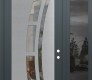 Modern Steel Front Door Diamond C12 48" x 96" anthracite/anthracite clear Glass Panel stainless steel LHI with Sidelite and Transom mirrored Glass