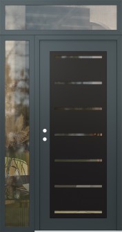 Diamond C11 50" x 96" anthracite/anthracite clear Glass Panel black RHI with Sidelite and Transom clear Glass