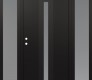 Modern Steel Front Door DIAMOND A2 60" X 80" BLACK/WHITE FROSTED GLASS PANEL BLACK RHI WITH 2 SIDELITES FROSTED GLASS