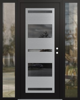 Diamond C10 64" x 80" black/black mirrored Glass Panel stainless steel LHI with 2 Sidelites clear Glass