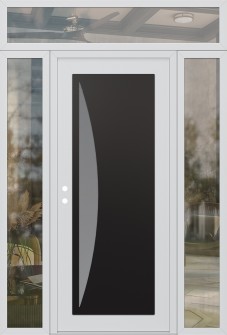 Diamond C13 60" x 96" white/white frosted Glass Panel black RHI with 2 Sidelites and Transom clear Glass