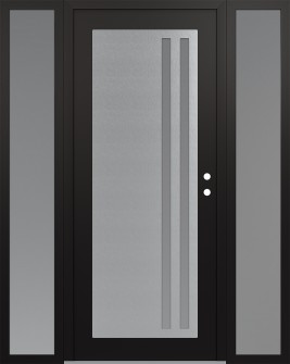 Diamond C6 60" x 80" black/white frosted Glass Panel stainless steel LHI with 2 Sidelites frosted Glass