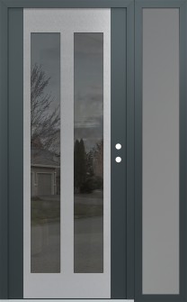 Diamond C14 48" x 80" anthracite/anthracite mirrored Glass Panel stainless steel LHI with Sidelite frosted Glass