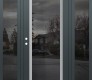 Modern Steel Front Door Diamond C1 60" x 80" anthracite/anthracite mirrored Glass Panel stainless steel RHI with 2 Sidelites mirrored Glass