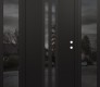 Modern Steel Front Door DIAMOND A8 68" X 80" BLACK/BLACK MIRRORED GLASS PANEL BLACK LHI WITH 2 SIDELITES MIRRORED GLASS