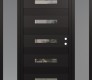 Modern Steel Front Door Diamond D9 60" x 80" black/black clear Glass Panel black LHI with 2 Sidelites frosted Glass