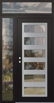 Diamond C9 50" x 96" black/black clear Glass Panel stainless steel RHI with Sidelite and Transom clear Glass