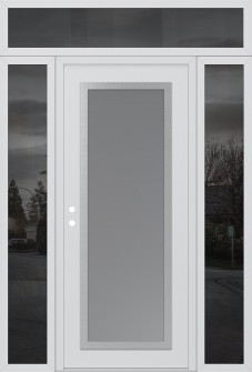 Diamond C1 60" x 96" white/white frosted Glass Panel stainless steel RHI with 2 Sidelites and Transom mirrored Glass