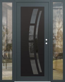 Diamond C12 60" x 80" anthracite/anthracite mirrored Glass Panel black LHI with 2 Sidelites clear Glass