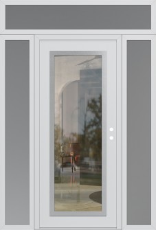 Diamond C1 64" x 96" white/white clear Glass Panel stainless steel LHI with 2 Sidelites and Transom frosted Glass