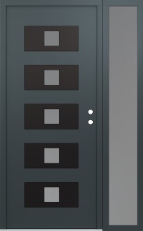 Diamond D8 52" x 80" anthracite/anthracite frosted Glass Panel black LHI with Sidelite frosted Glass