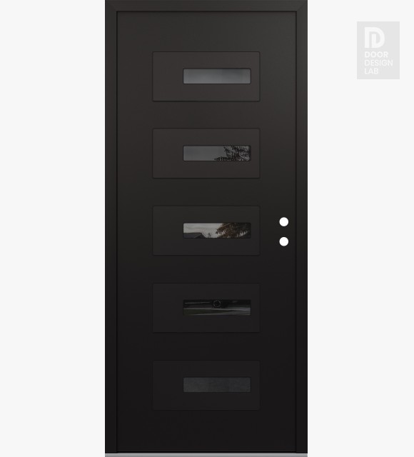 Modern Steel Front Door Diamond D6 36" x 80" black/black mirrored Glass Panel black LHI