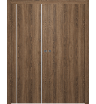 Optima 2U Pecan Nutwood Double pocket doors