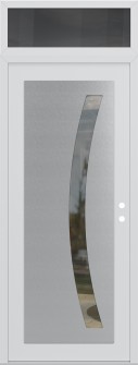 Diamond C4 36" x 96" white/white clear Glass Panel stainless steel LHI with Transom mirrored Glass