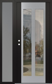 Diamond C14 50" x 80" black/black clear Glass Panel stainless steel RHI with Sidelite frosted Glass