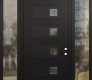 Modern Steel Front Door Diamond D2 64" x 96" black/black clear Glass Panel black LHI with 2 Sidelites and Transom clear Glass