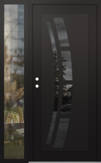 Diamond C12 52" x 80" black/black mirrored Glass Panel black RHI with Sidelite clear Glass