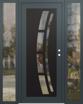 Diamond C12 60" x 80" anthracite/anthracite clear Glass Panel black LHI with 2 Sidelites clear Glass