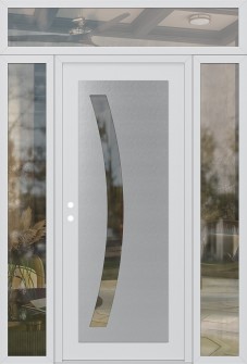 Diamond C4 64" x 96" white/white clear Glass Panel stainless steel RHI with 2 Sidelites and Transom clear Glass