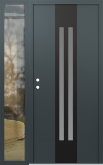 DIAMOND A8 52" X 80" ANTHRACITE/ANTHRACITE FROSTED GLASS PANEL BLACK RHI WITH SIDELITE CLEAR GLASS