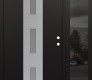 Modern Steel Front Door DIAMOND A7 50" X 80" BLACK/WHITE FROSTED GLASS PANEL STAINLESS STEEL LHI WITH SIDELITE MIRRORED GLASS