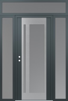 Diamond C15 68" x 96" anthracite/anthracite frosted Glass Panel stainless steel RHI with 2 Sidelites and Transom frosted Glass