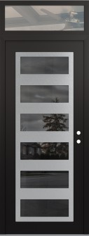 Diamond C9 36" x 96" black/black mirrored Glass Panel stainless steel LHI with Transom clear Glass