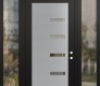 Modern Steel Front Door Diamond C8 60" x 96" black/black clear Glass Panel stainless steel LHI with 2 Sidelites and Transom clear Glass