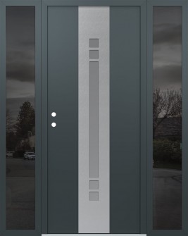 DIAMOND A4 64" X 80" ANTHRACITE/ANTHRACITE FROSTED GLASS PANEL STAINLESS STEEL RHI WITH 2 SIDELITES MIRRORED GLASS