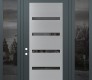 Modern Steel Front Door Diamond C7 64" x 96" anthracite/anthracite mirrored Glass Panel stainless steel RHI with 2 Sidelites and Transom mirrored Glass