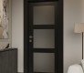 Avon 3 Lite Vetro Black Matte Modern Interior Door by Belldinni