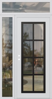 Diamond C16 52" x 96" white/white clear Glass Panel black RHI with Sidelite and Transom clear Glass