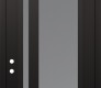 Modern Steel Front Door Diamond C15 36" x 96" black/white frosted Glass Panel black RHI with Transom frosted Glass