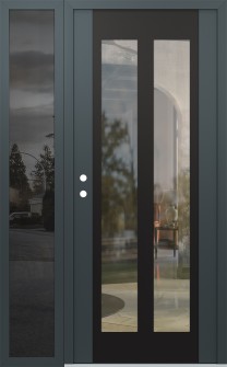 Diamond C14 50" x 80" anthracite/anthracite clear Glass Panel black RHI with Sidelite mirrored Glass