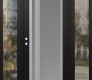 Modern Steel Front Door Diamond C15 60" x 80" black/white frosted Glass Panel stainless steel RHI with 2 Sidelites clear Glass
