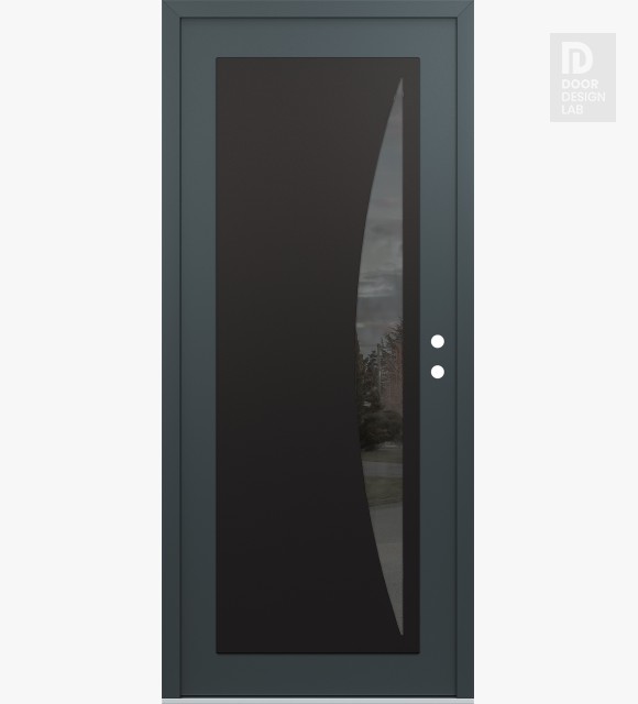 Modern Steel Front Door Diamond C13 36" x 80" anthracite/anthracite mirrored Glass Panel black LHI