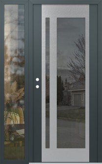 Diamond C15 50" x 80" anthracite/anthracite mirrored Glass Panel stainless steel RHI with Sidelite clear Glass