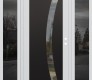 Modern Steel Front Door Diamond C4 64" x 80" white/white clear Glass Panel black LHI with 2 Sidelites mirrored Glass
