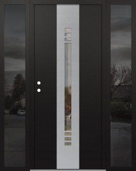 DIAMOND A5 68" X 80" BLACK/BLACK CLEAR GLASS PANEL STAINLESS STEEL RHI WITH 2 SIDELITES MIRRORED GLASS