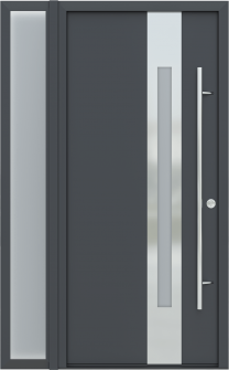 MODERN FRONT STEEL DOOR ZEPHYR ANTRACIT/WHITE 49 1/4" X 81 11/16" LHI + SIDELITE LEFT