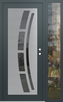 Diamond C12 50" x 80" anthracite/anthracite mirrored Glass Panel stainless steel LHI with Sidelite clear Glass