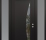 Modern Steel Front Door Diamond C13 68" x 96" black/black clear Glass Panel black LHI with 2 Sidelites and Transom frosted Glass