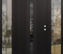 Modern Steel Front Door DIAMOND A2 64" X 80" BLACK/BLACK MIRRORED GLASS PANEL BLACK LHI WITH 2 SIDELITES CLEAR GLASS
