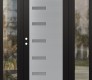 Modern Steel Front Door Diamond C8 68" x 80" black/white frosted Glass Panel stainless steel RHI with 2 Sidelites clear Glass