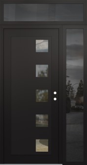 Diamond C5 50" x 96" black/black clear Glass Panel black LHI with Sidelite and Transom mirrored Glass