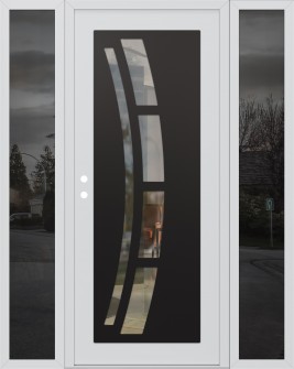 Diamond C12 68" x 80" white/white clear Glass Panel black RHI with 2 Sidelites mirrored Glass