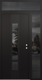 DIAMOND A9 52" X 96" BLACK/BLACK MIRRORED GLASS PANEL BLACK LHI WITH SIDELITE AND TRANSOM MIRRORED GLASS