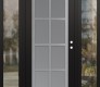 Modern Steel Front Door Diamond C16 60" x 80" black/white frosted Glass Panel stainless steel LHI with 2 Sidelites clear Glass