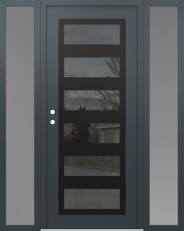 Diamond C9 64" x 80" anthracite/anthracite mirrored Glass Panel black RHI with 2 Sidelites frosted Glass