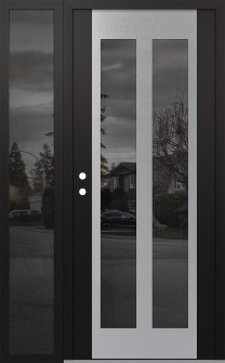 Diamond C14 52" x 80" black/black mirrored Glass Panel stainless steel RHI with Sidelite mirrored Glass